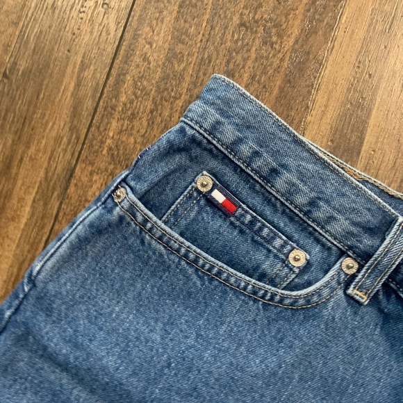 Vintage Y2K Tommy denim shorts 90s logo & flag detail size 10 - Picture 3 of 7